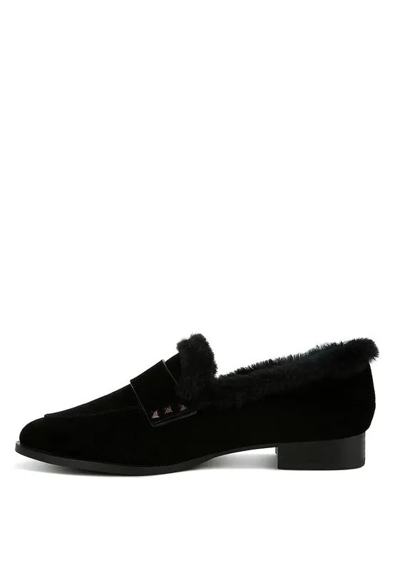 Allie Fur Trim Suede Loafers