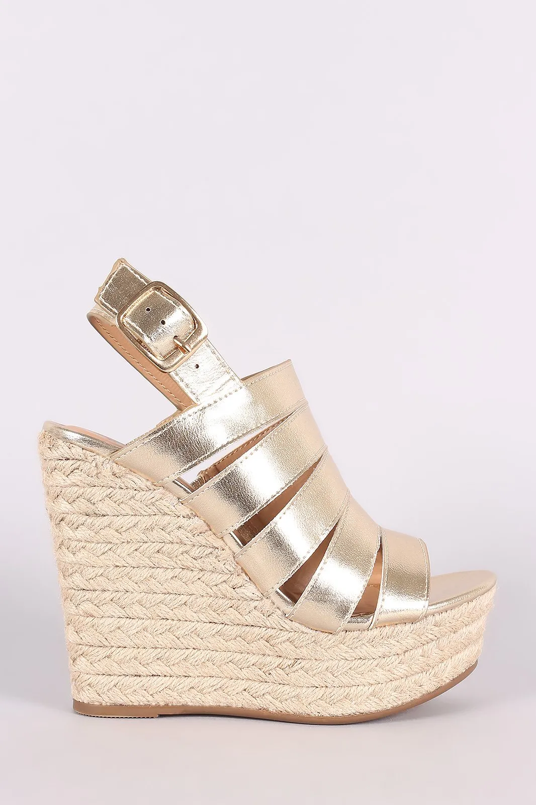 Bamboo Strappy Slingback Espadrille Wedge