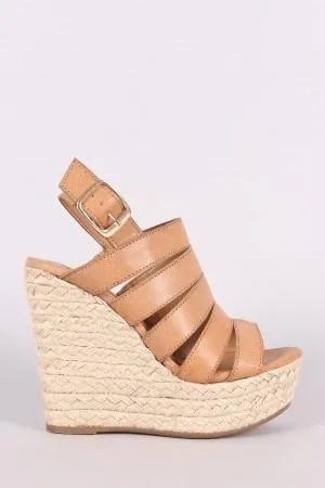 Bamboo Strappy Slingback Espadrille Wedge