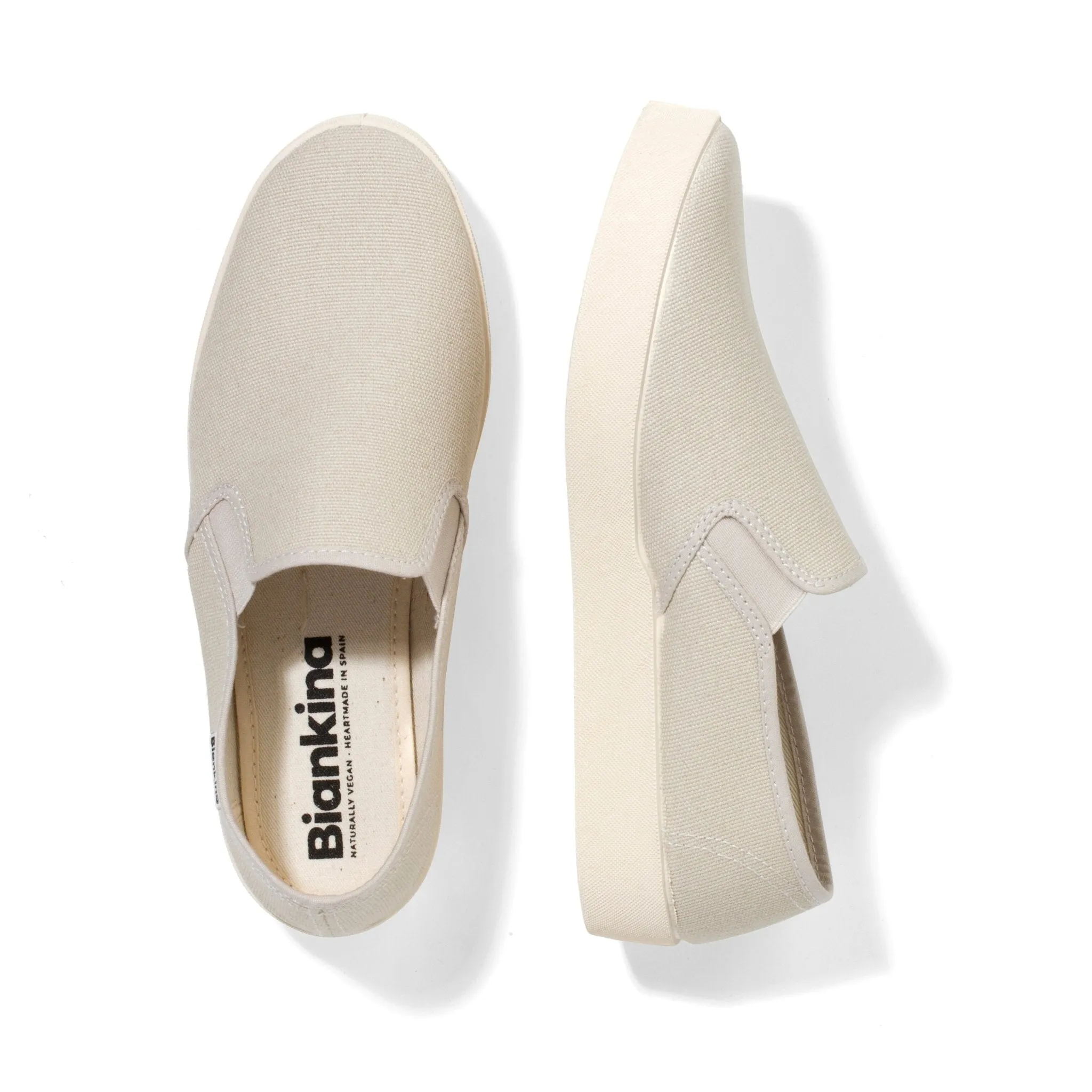 Barcelona Organic Cotton Canvas Slip Ons - Beige Tan