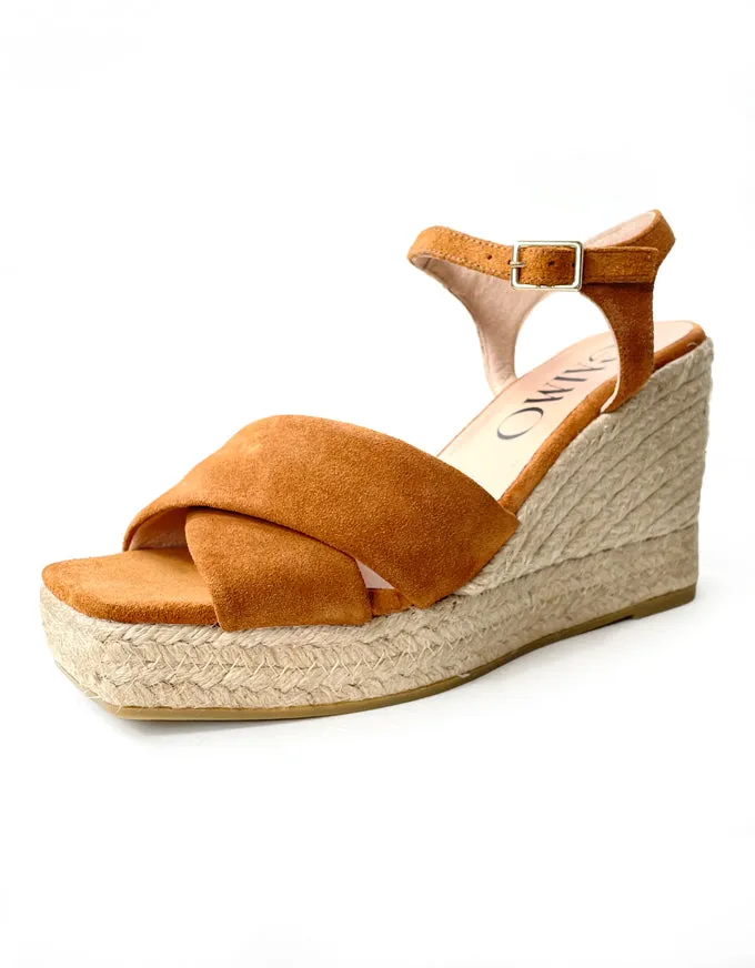 Basil Espadrille Wedges Tan Suede