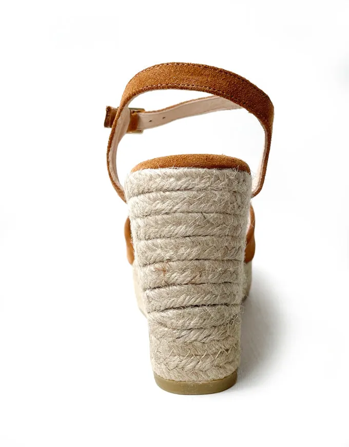 Basil Espadrille Wedges Tan Suede