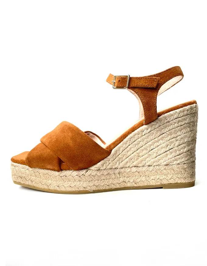 Basil Espadrille Wedges Tan Suede