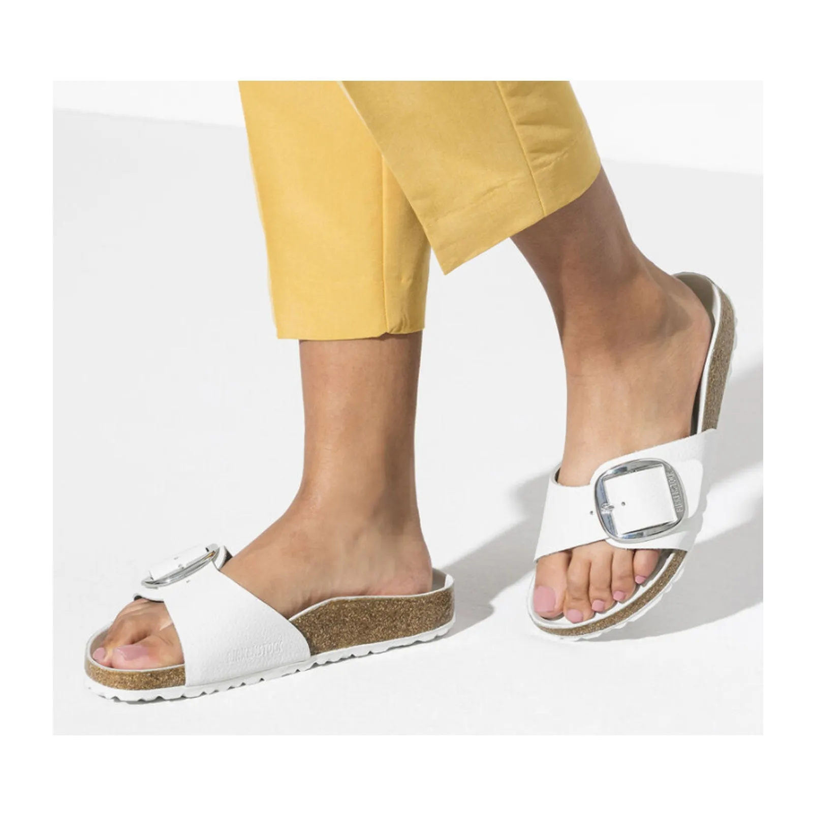 Birkenstock Madrid Big Buckle Narrow Slide Sandal (Women) - White Leather