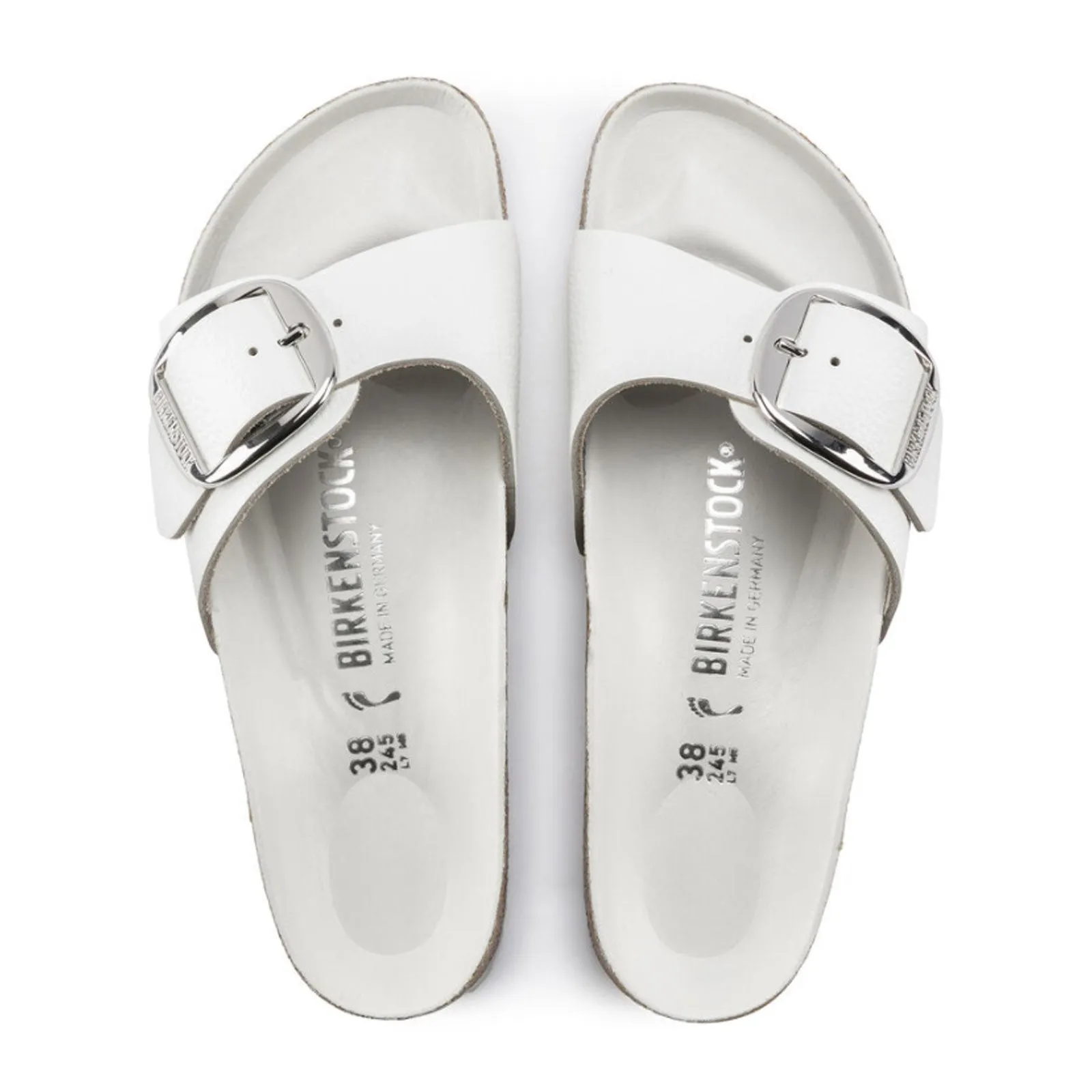 Birkenstock Madrid Big Buckle Narrow Slide Sandal (Women) - White Leather