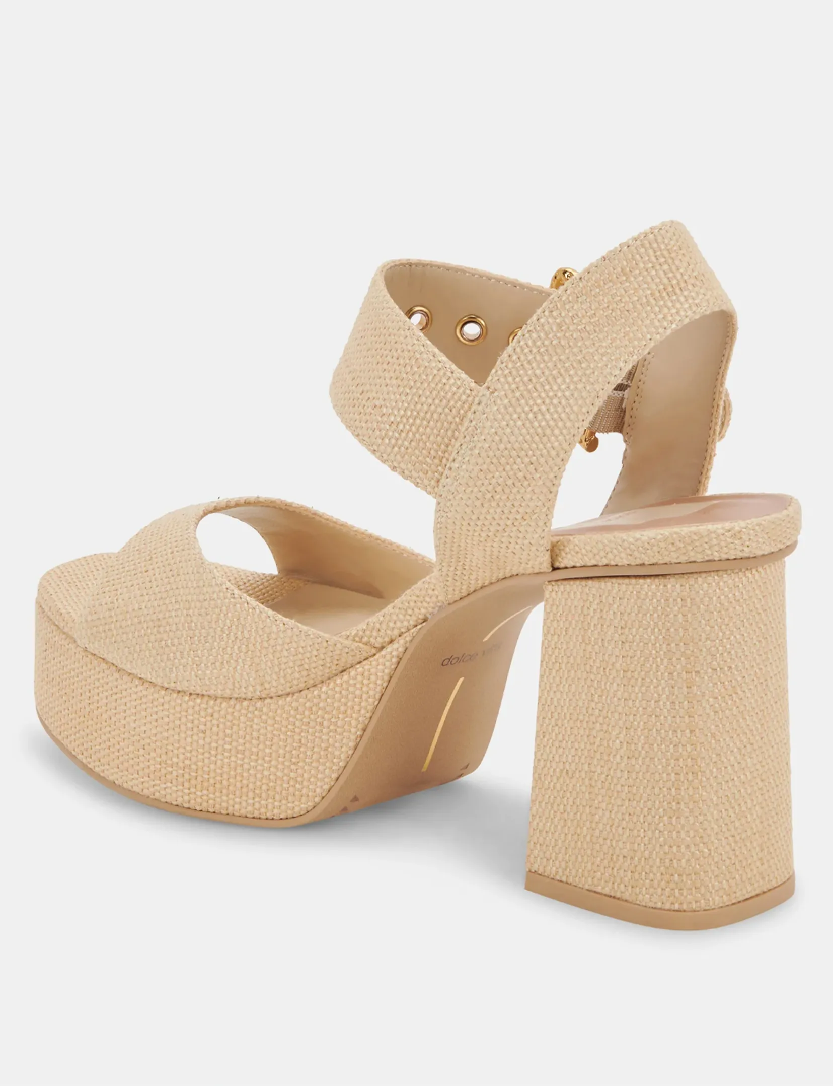 Bobby Platform Heel, Natural Raffia