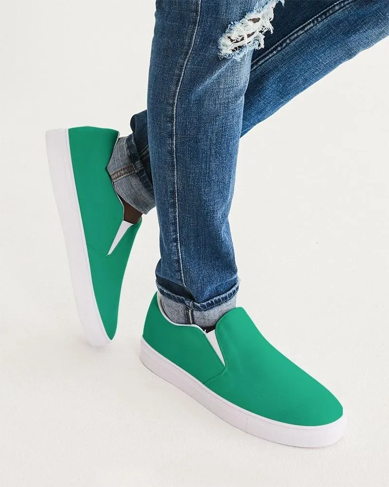 Bright Cool Green Slip-On Canvas Sneakers | Men's | Bright Pure Cool Green | C100M0Y75K0