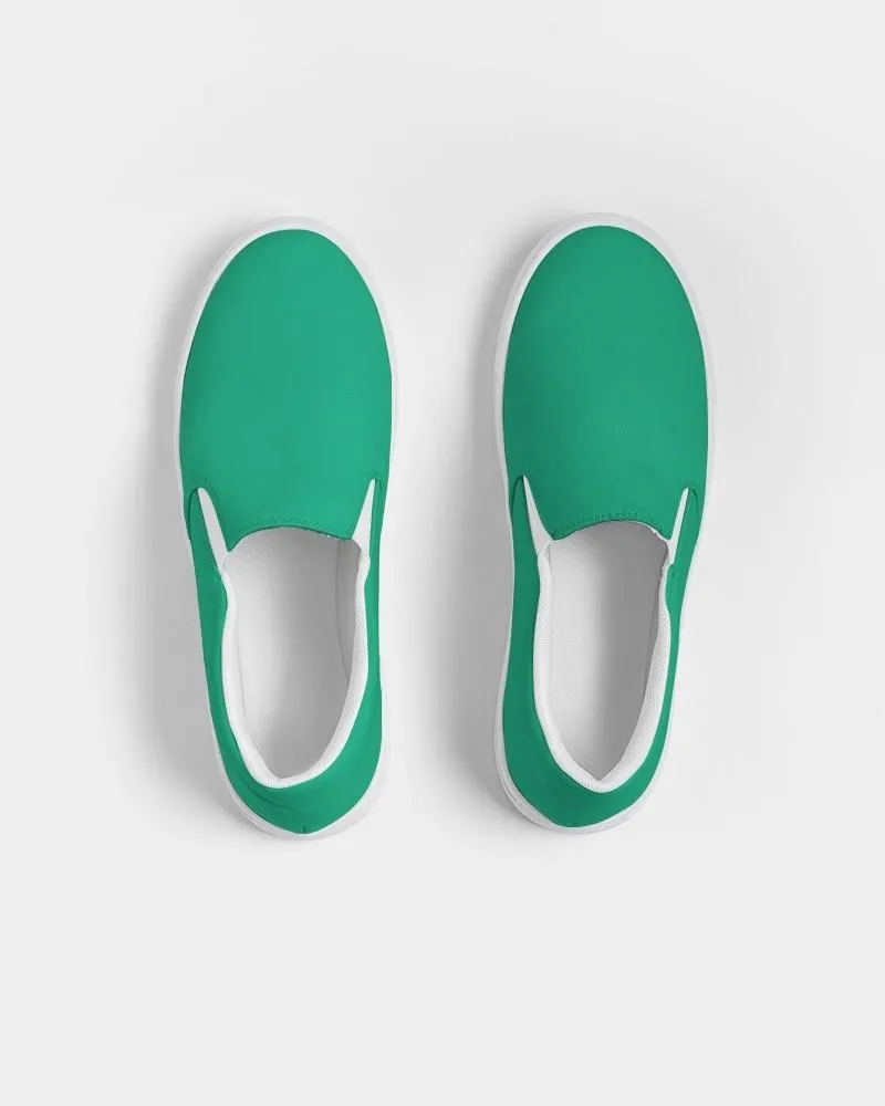 Bright Cool Green Slip-On Canvas Sneakers | Men's | Bright Pure Cool Green | C100M0Y75K0