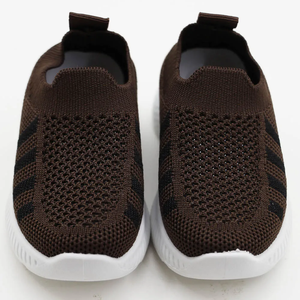 Brown Mesh Slip On Sneakers