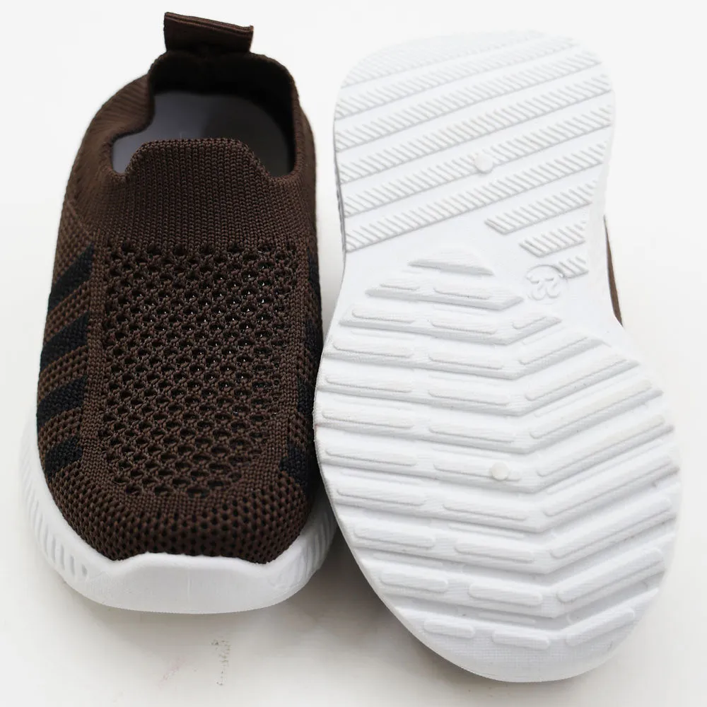 Brown Mesh Slip On Sneakers