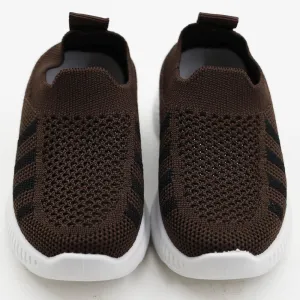 Brown Mesh Slip On Sneakers