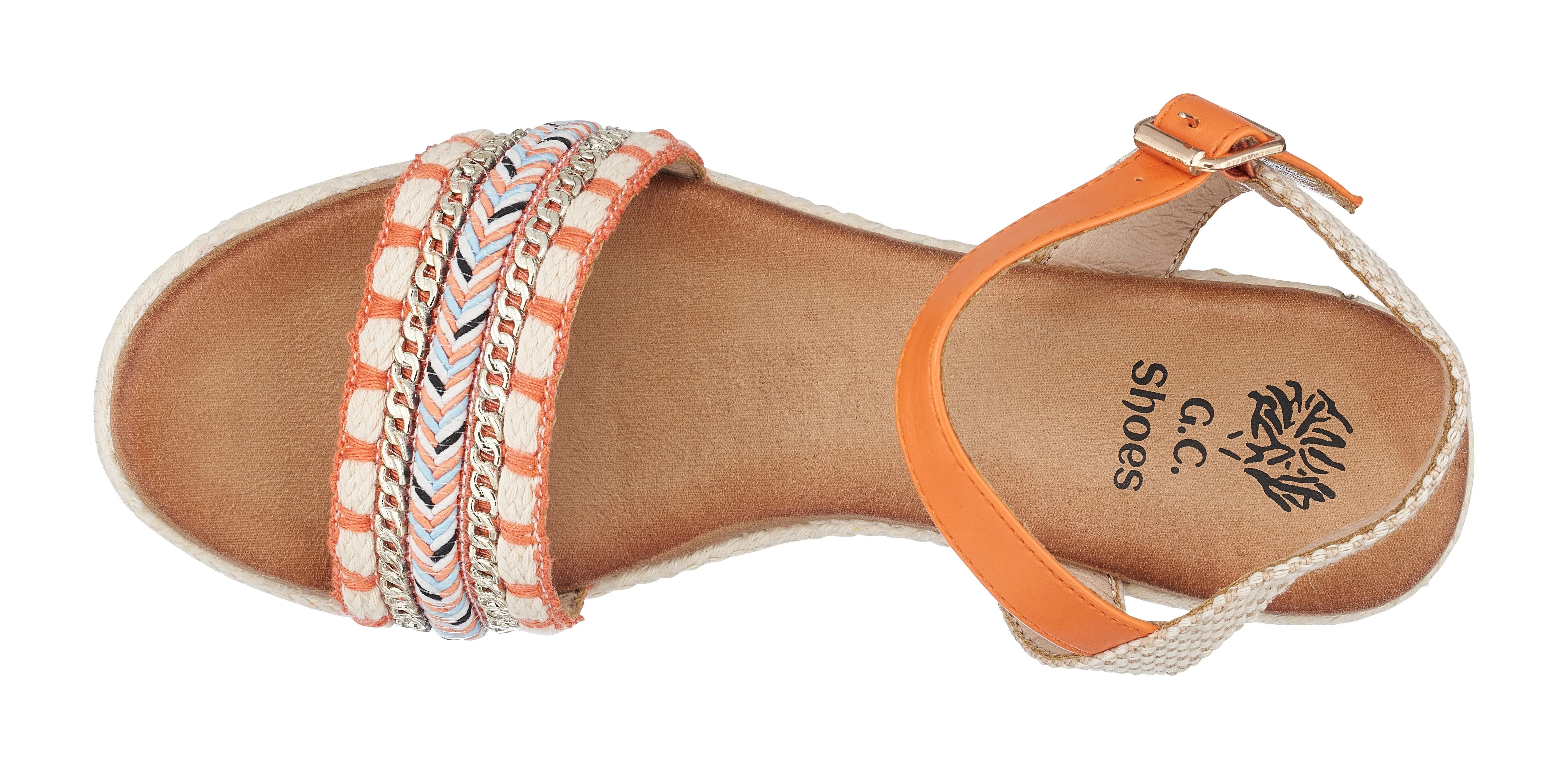 Cheri Orange Platform Wedge Sandals