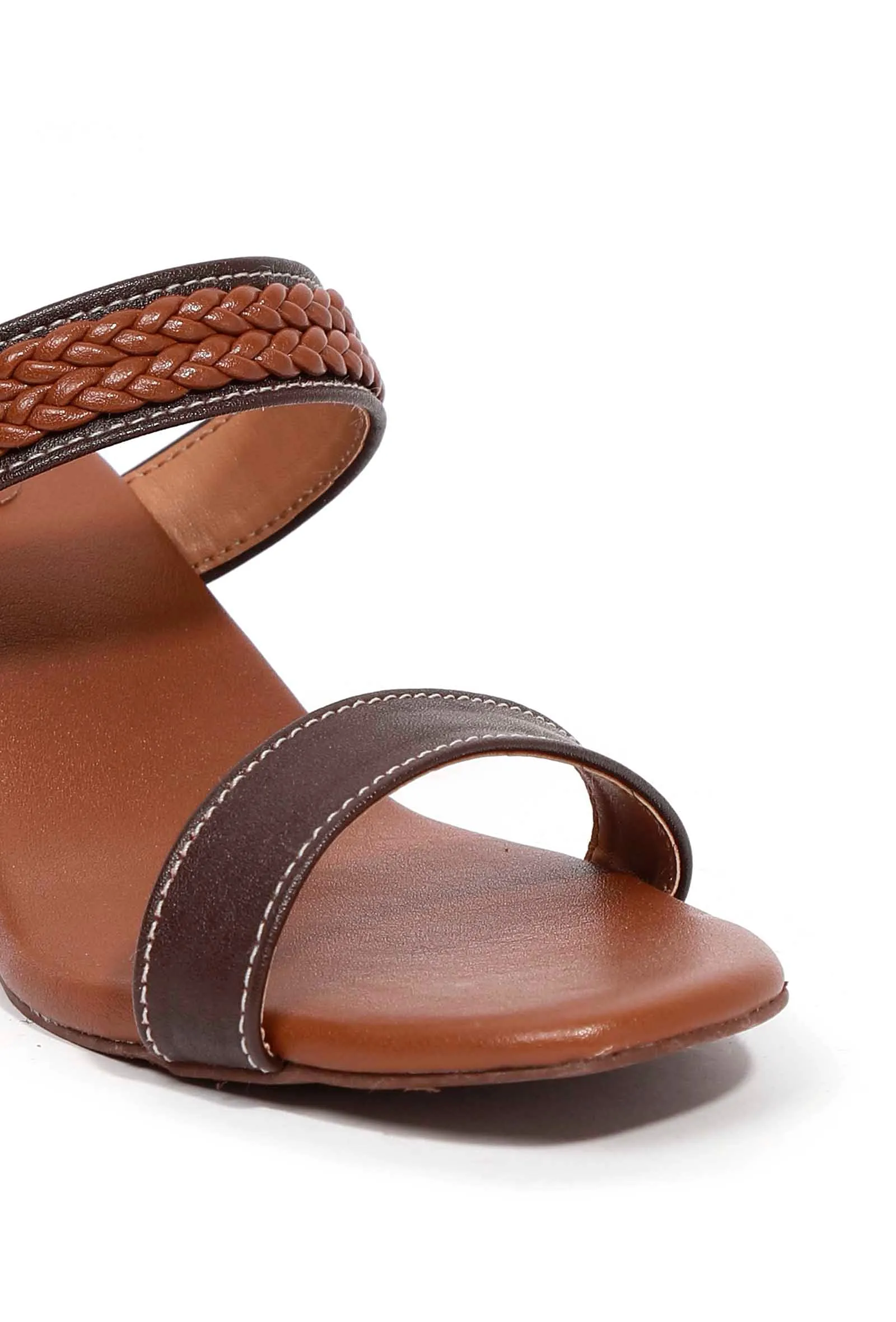 Chock Brown Strap Cushion Padded Heels