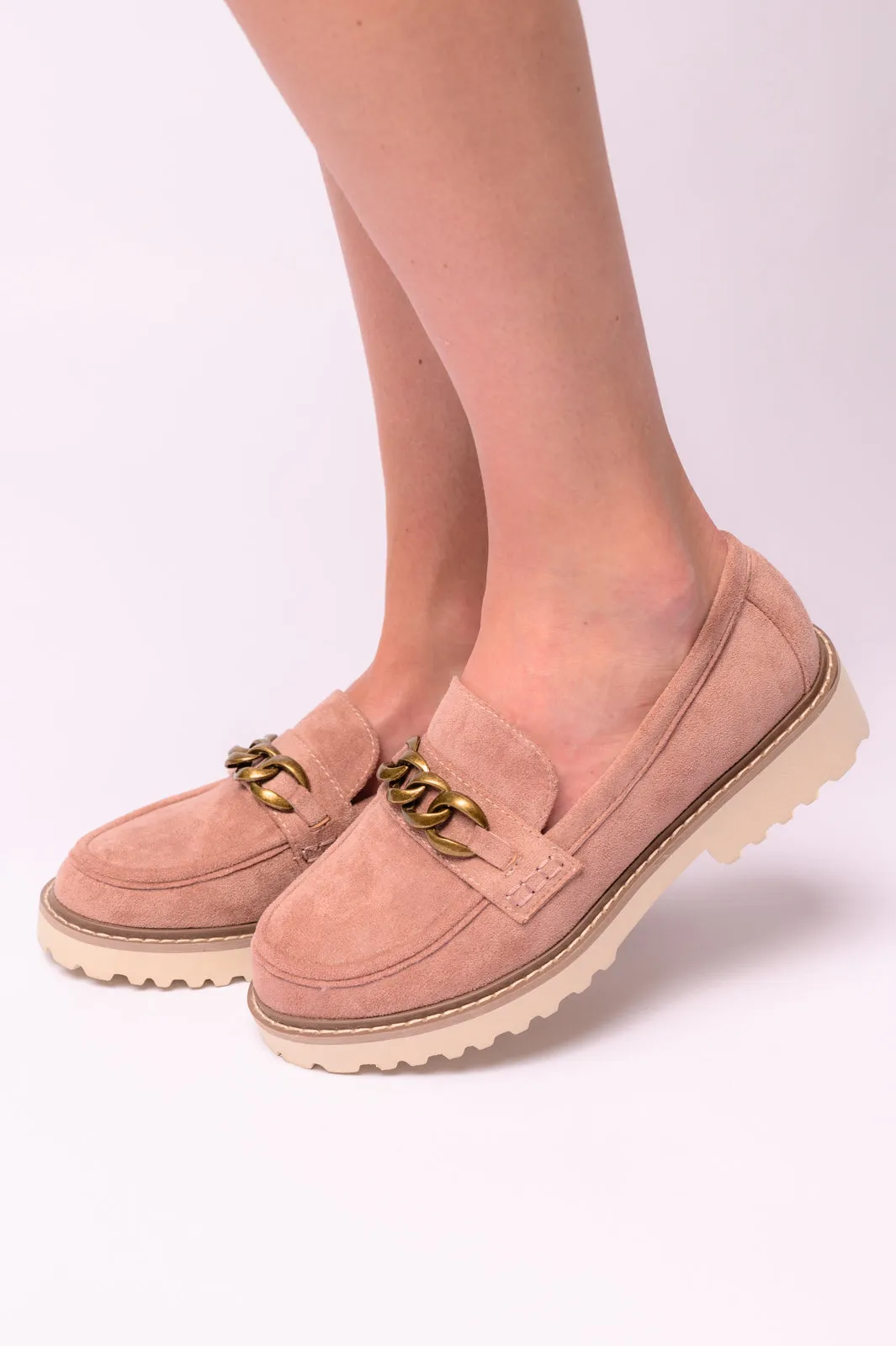 Corkys Literally Loafers in Blush Faux Suede