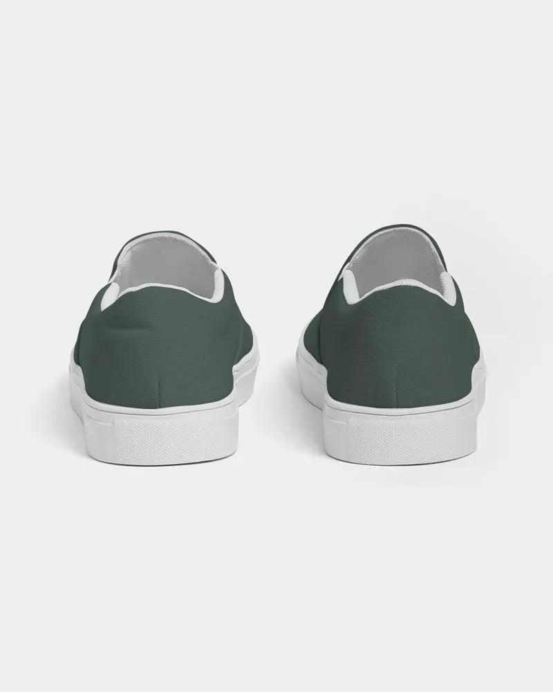 Dark Green Slip-On Canvas Sneakers | Women's | Dark Pale Pastel Green | C30M0Y30K80