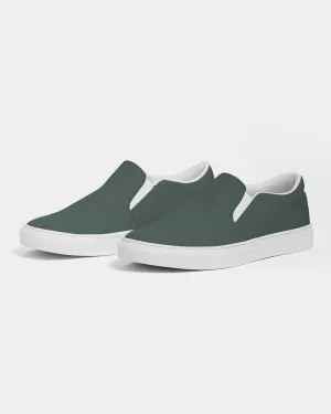 Dark Green Slip-On Canvas Sneakers | Women's | Dark Pale Pastel Green | C30M0Y30K80