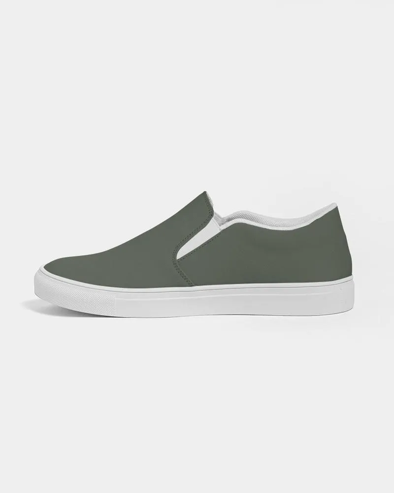 Dark Warm Green Slip-On Canvas Sneakers | Women's | Dark Pale Pastel Warm Green | C15M0Y30K80