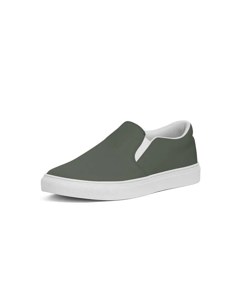 Dark Warm Green Slip-On Canvas Sneakers | Women's | Dark Pale Pastel Warm Green | C15M0Y30K80