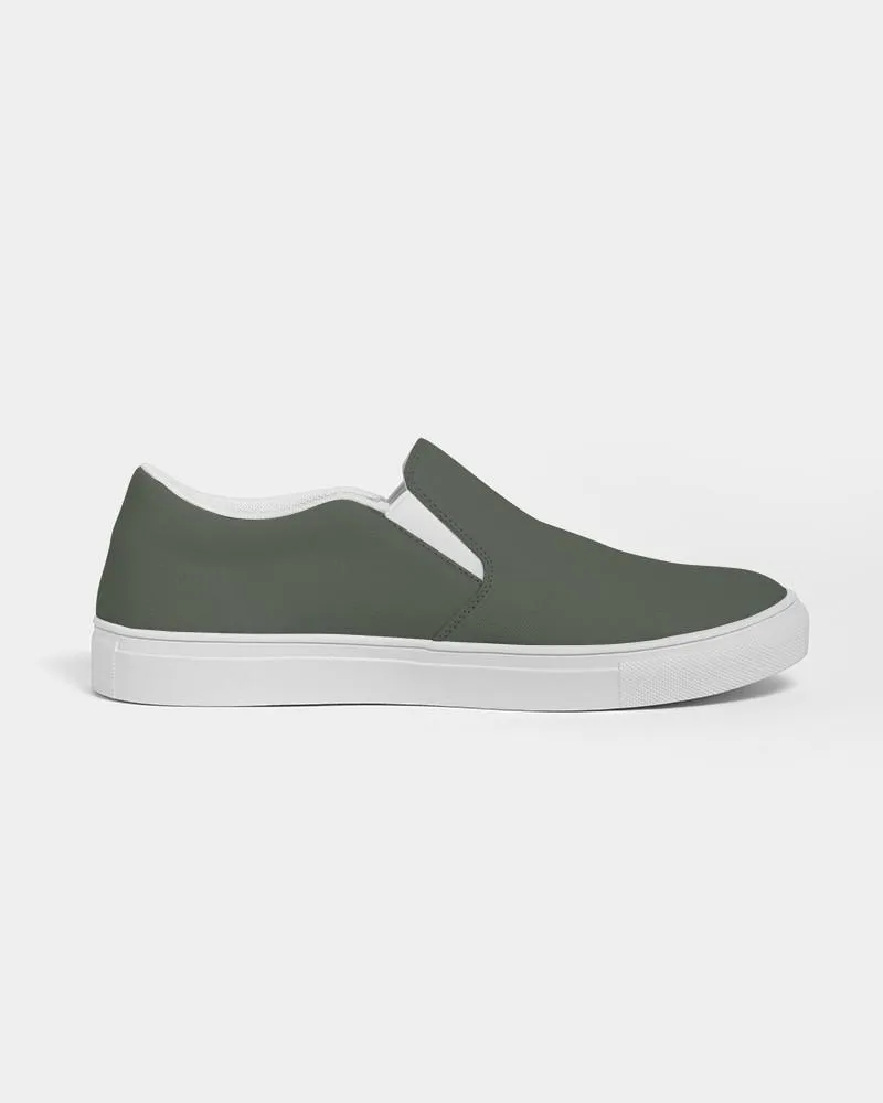 Dark Warm Green Slip-On Canvas Sneakers | Women's | Dark Pale Pastel Warm Green | C15M0Y30K80