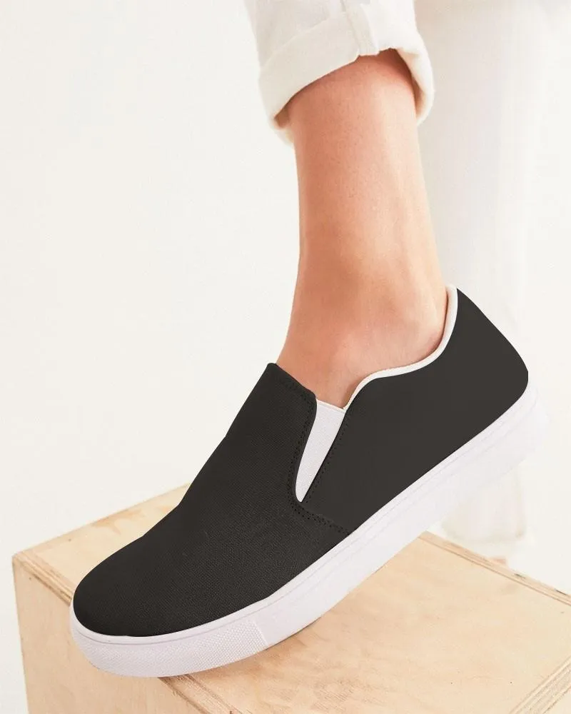 Deep Dark Brown Slip-On Canvas Sneakers | Women's | Deep Dark Pale Pastel Brown | C60M60Y60K80