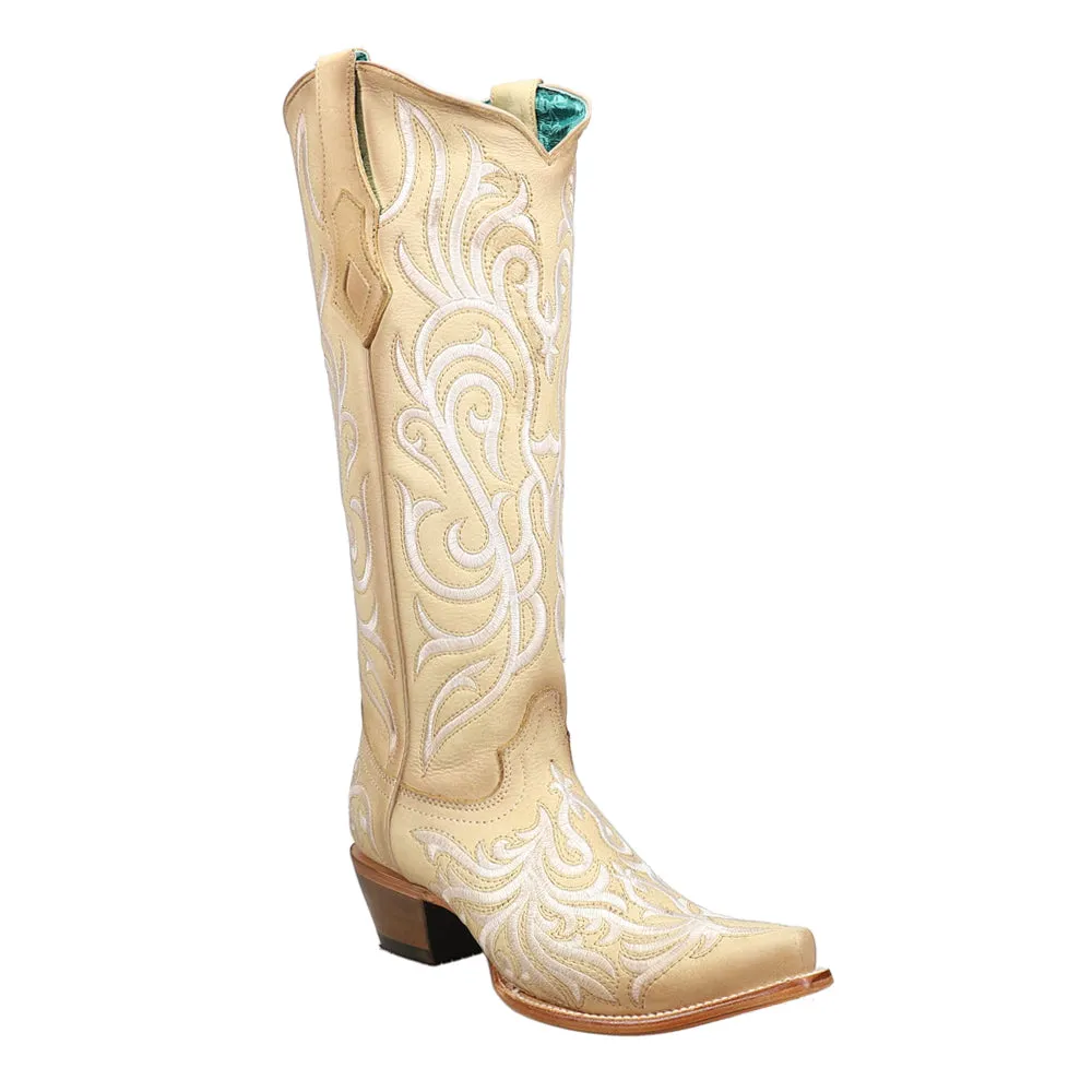 Embroidered Tall Snip Toe Cowboy Boots