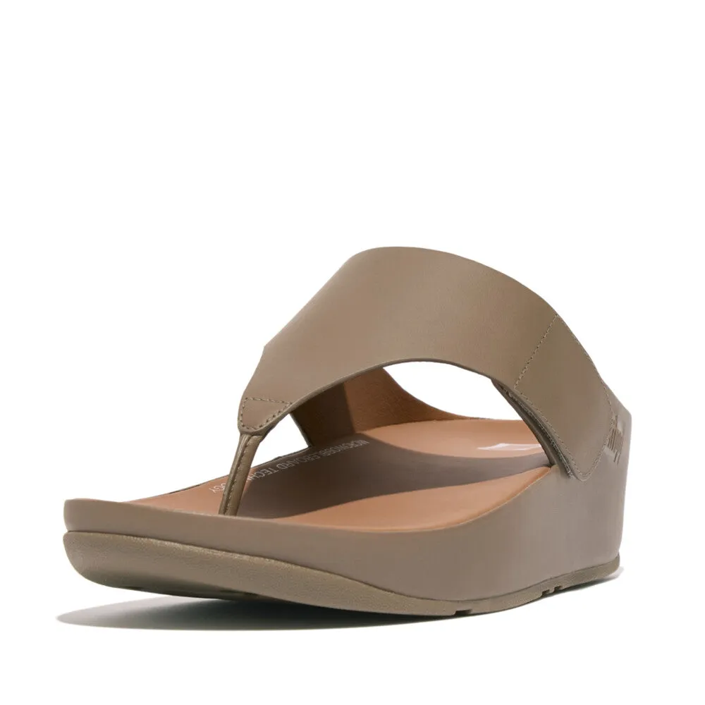 FitFlop Shuv Adjustable Leather Toe Post Grey