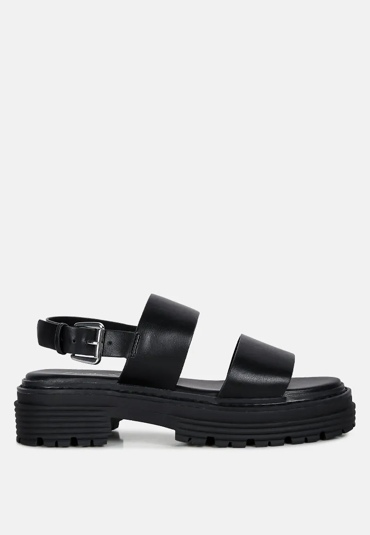 Joan Dual Strap Platforms Sandals With Buckle