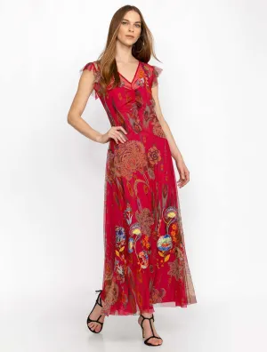 Johnny Was Feather Lark Mesh Maxi Dress (slip)