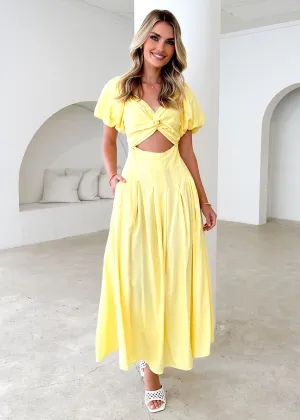 Larttie Off Shoulder Midi Dress - Lemon