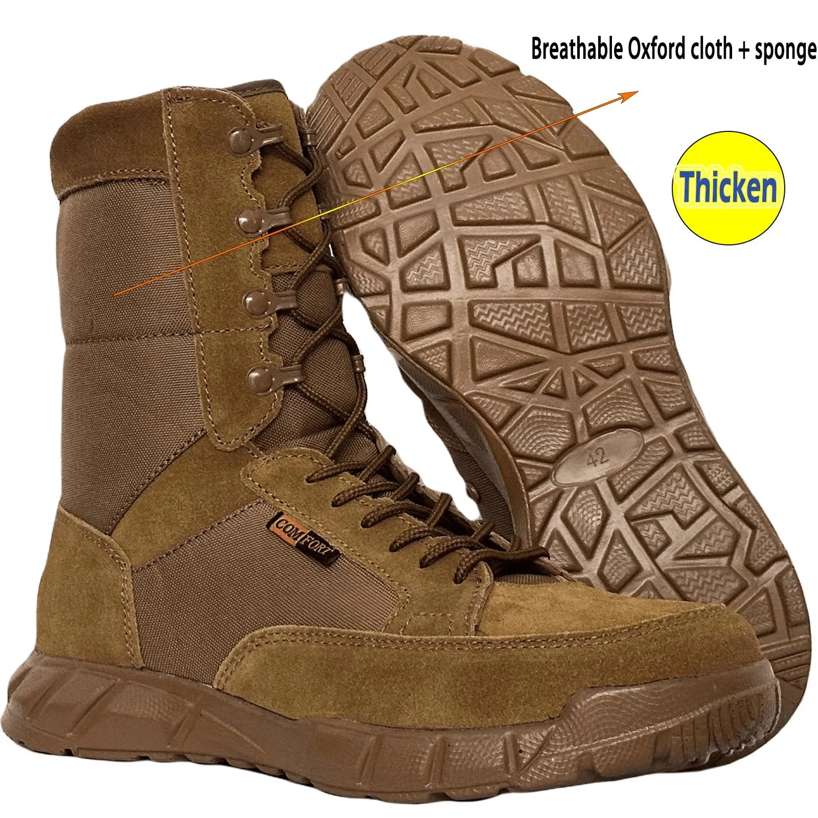 Lightweight Tactical Combat Boots for Men - Anti-Collision, Waterproof, Breathable Lace-Up Hiking Shoes