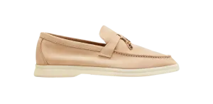 LORO PIANA Summer Charms Walk Suede Loafers Stone