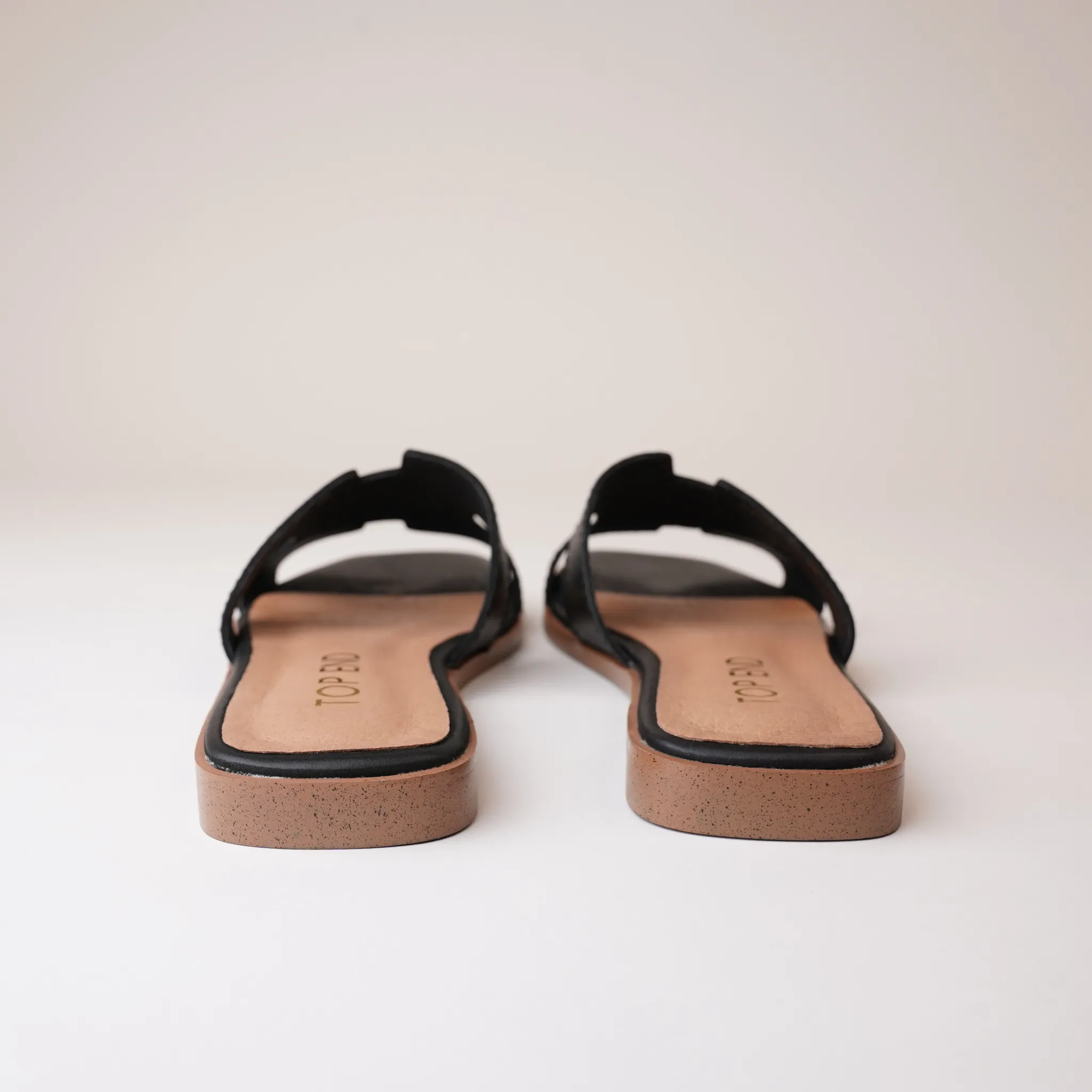 Lycha Black Leather Slides