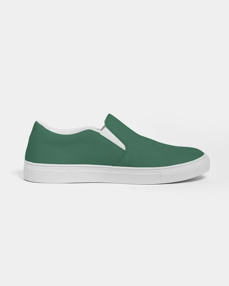 Medium Dark Green Slip-On Canvas Sneakers | Men's | Medium Dark Pastel Green | C60M0Y60K60