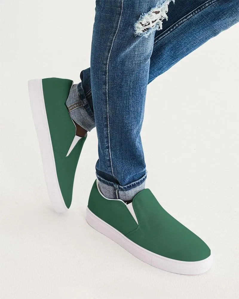 Medium Dark Green Slip-On Canvas Sneakers | Men's | Medium Dark Pastel Green | C60M0Y60K60