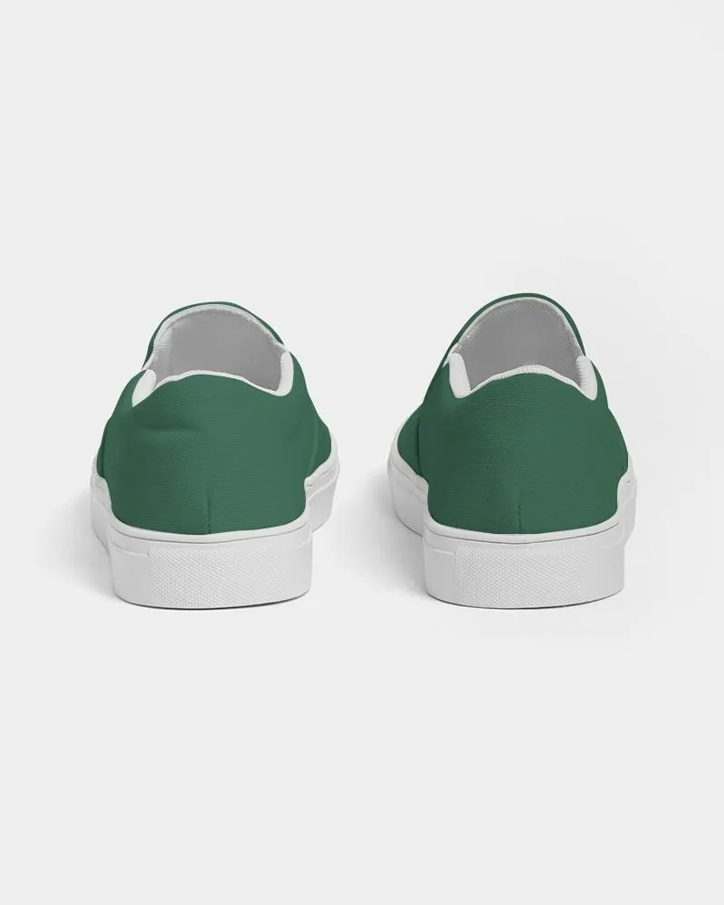 Medium Dark Green Slip-On Canvas Sneakers | Men's | Medium Dark Pastel Green | C60M0Y60K60