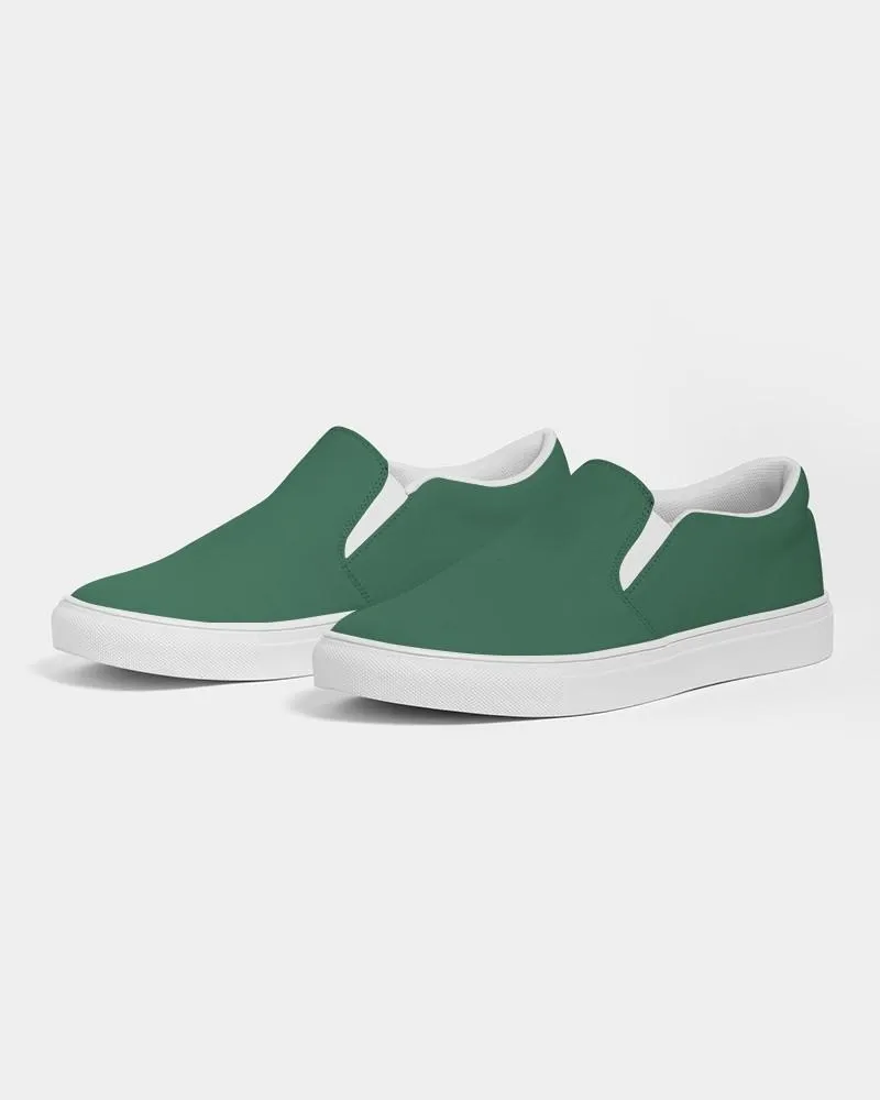 Medium Dark Green Slip-On Canvas Sneakers | Men's | Medium Dark Pastel Green | C60M0Y60K60