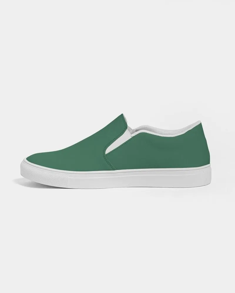 Medium Dark Green Slip-On Canvas Sneakers | Men's | Medium Dark Pastel Green | C60M0Y60K60