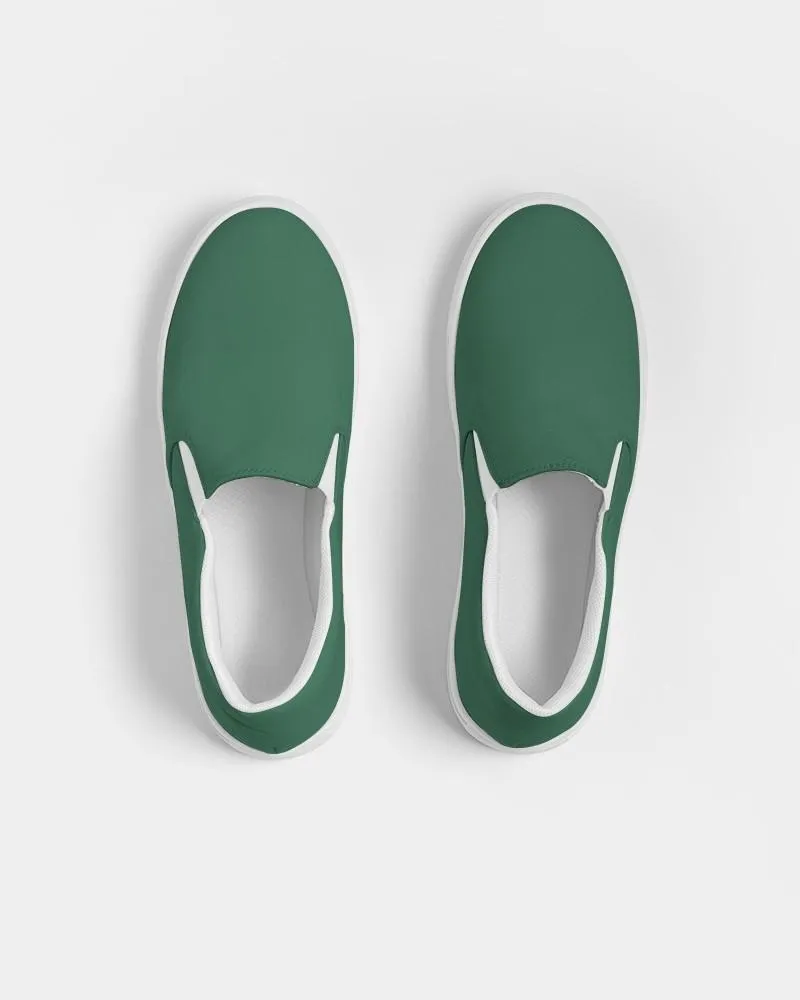 Medium Dark Green Slip-On Canvas Sneakers | Men's | Medium Dark Pastel Green | C60M0Y60K60