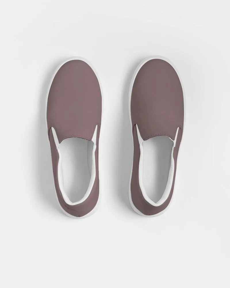 Medium Dark Pink Brown Slip-On Canvas Sneakers | Men's | Medium Dark Pale Pastel Pink Brown | C0M30Y15K60