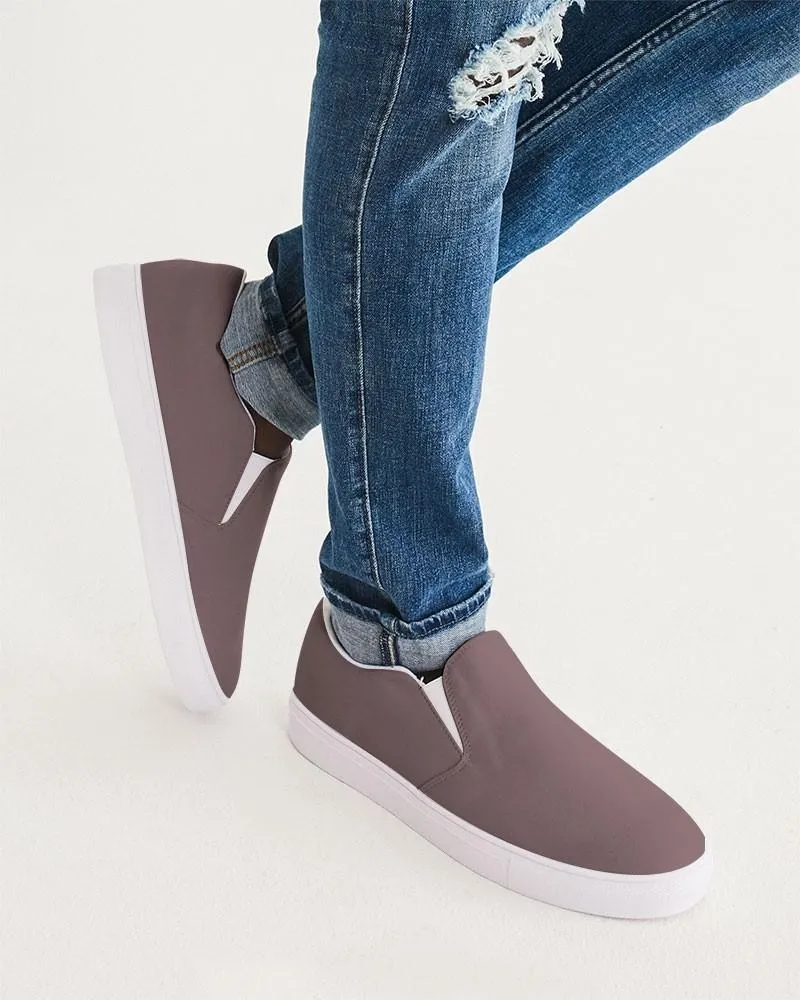 Medium Dark Pink Brown Slip-On Canvas Sneakers | Men's | Medium Dark Pale Pastel Pink Brown | C0M30Y15K60