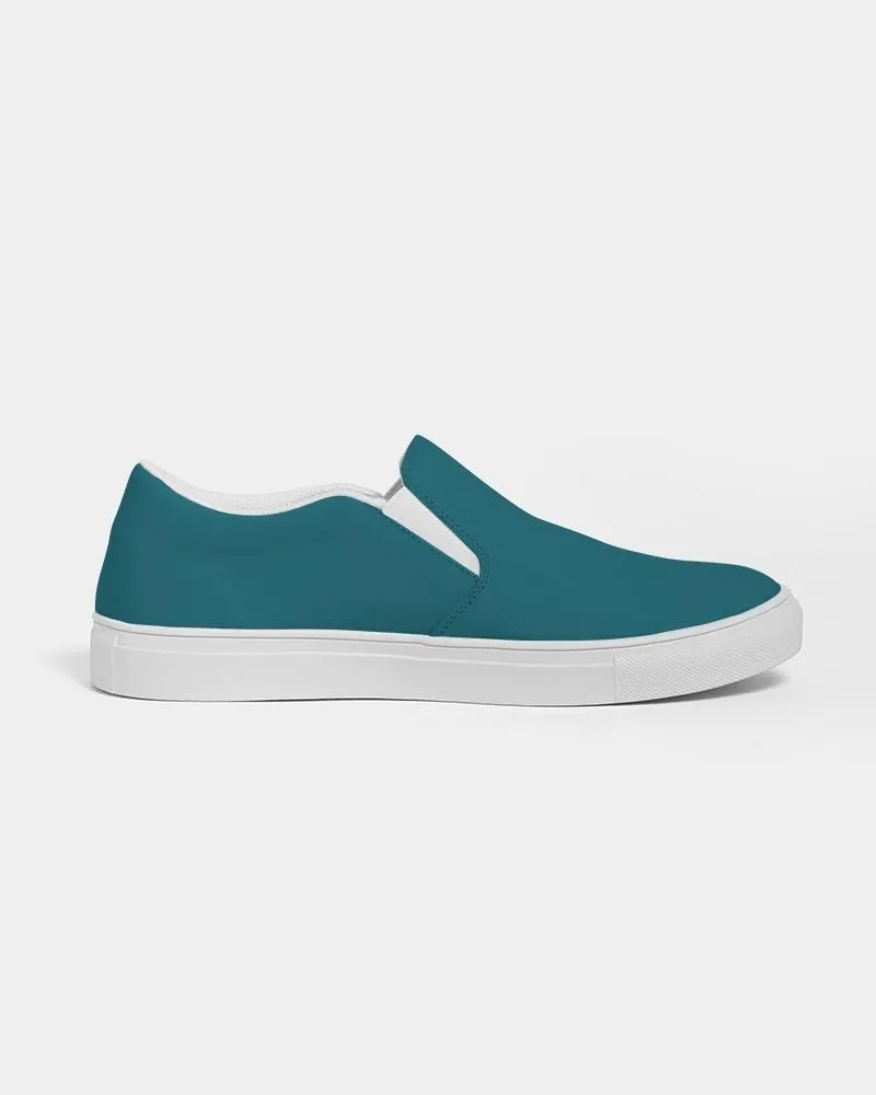 Medium Dark Warm Cyan Slip-On Canvas Sneakers | Women's | Medium Dark Pure Warm Cyan | C100M0Y25K60