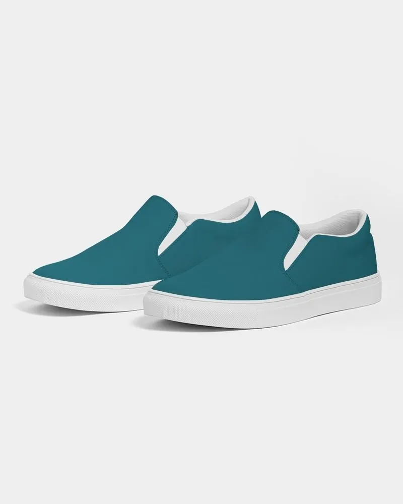 Medium Dark Warm Cyan Slip-On Canvas Sneakers | Women's | Medium Dark Pure Warm Cyan | C100M0Y25K60