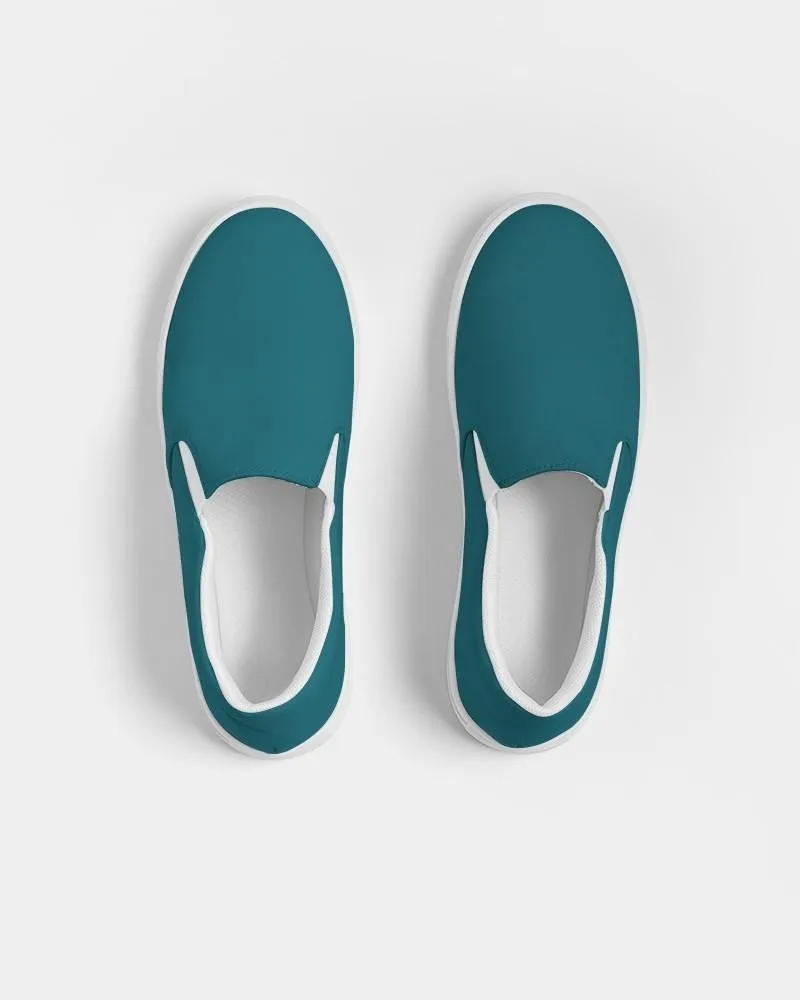 Medium Dark Warm Cyan Slip-On Canvas Sneakers | Women's | Medium Dark Pure Warm Cyan | C100M0Y25K60