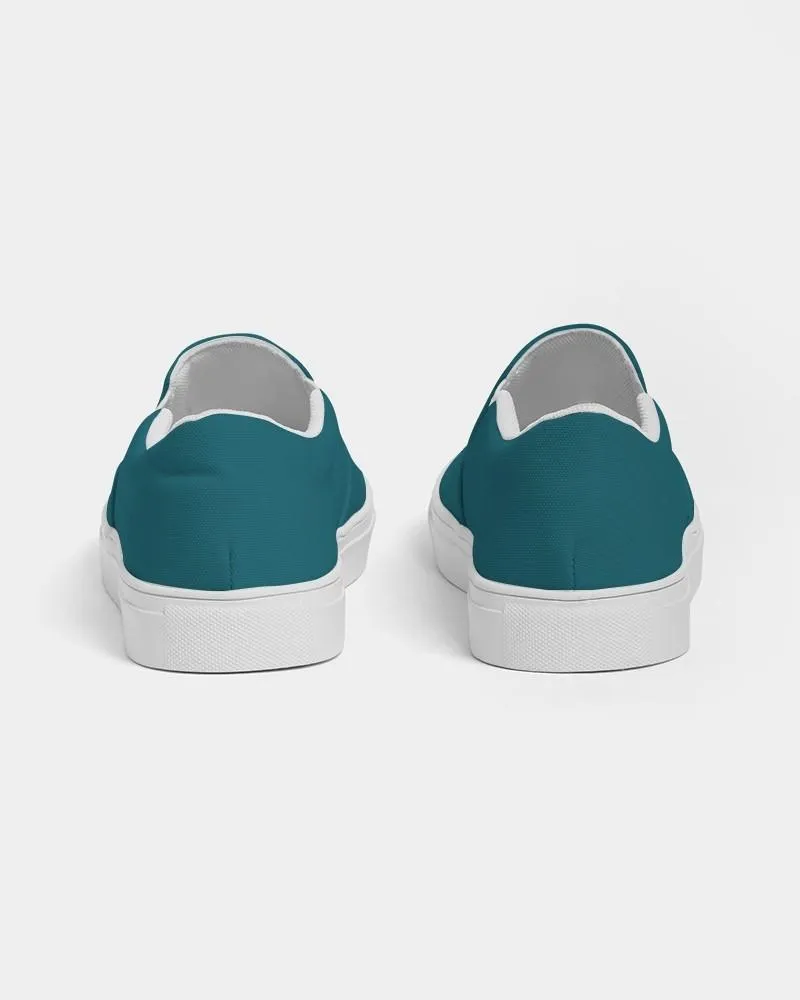 Medium Dark Warm Cyan Slip-On Canvas Sneakers | Women's | Medium Dark Pure Warm Cyan | C100M0Y25K60