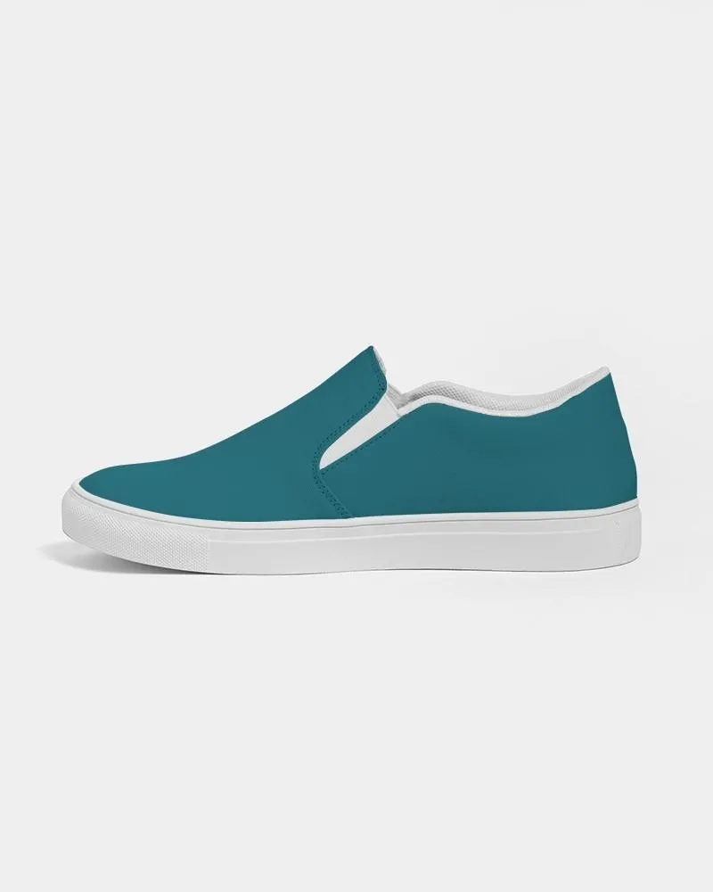 Medium Dark Warm Cyan Slip-On Canvas Sneakers | Women's | Medium Dark Pure Warm Cyan | C100M0Y25K60