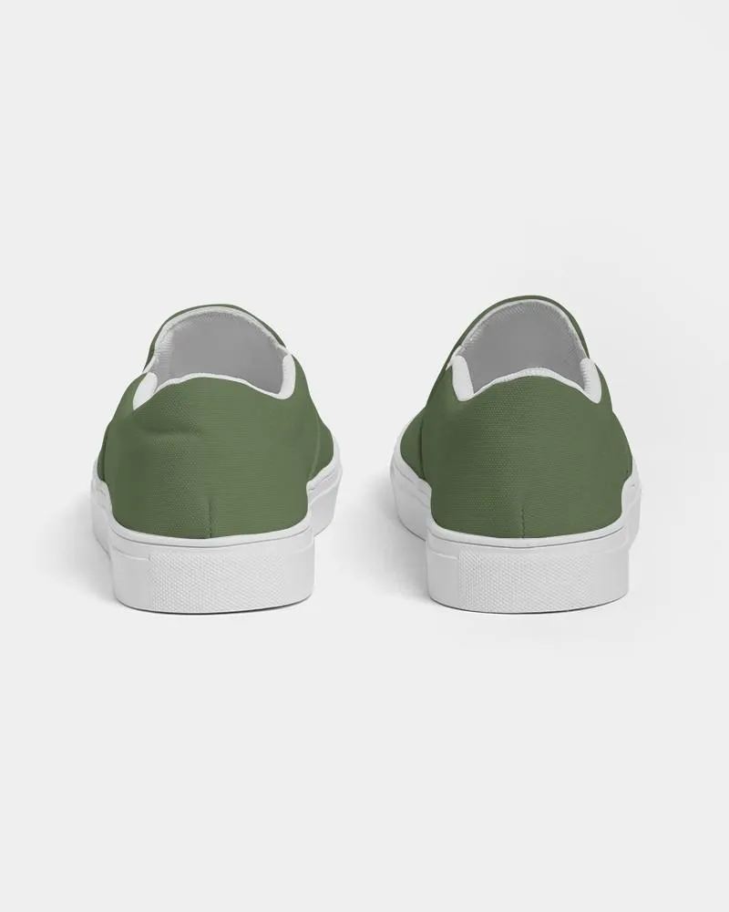 Medium Dark Warm Green Slip-On Canvas Sneakers | Women's | Medium Dark Pastel Warm Green | C30M0Y60K60