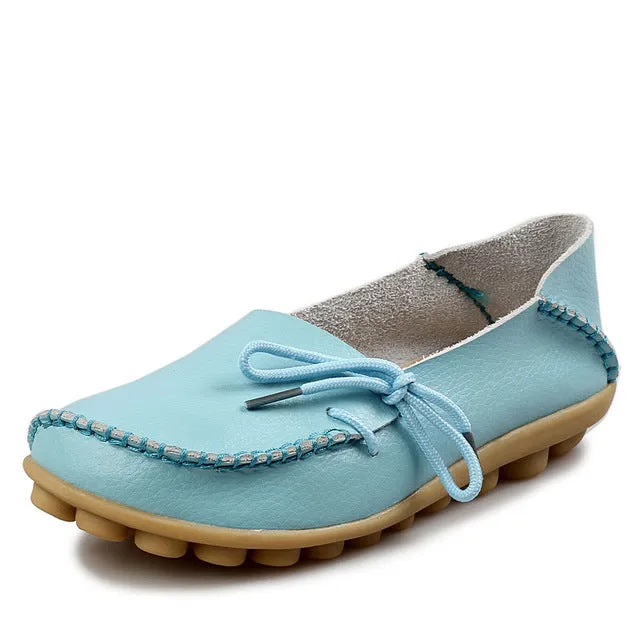 New Women Real Leather Shoes Moccasins Mother Loafers Soft Leisure Flats Female Driving Casual Footwear Size 35-44 In 24 Colors