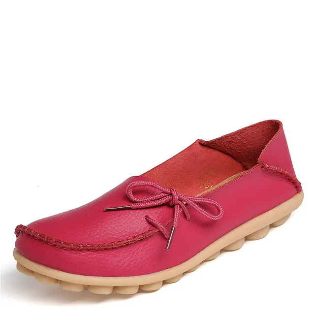 New Women Real Leather Shoes Moccasins Mother Loafers Soft Leisure Flats Female Driving Casual Footwear Size 35-44 In 24 Colors