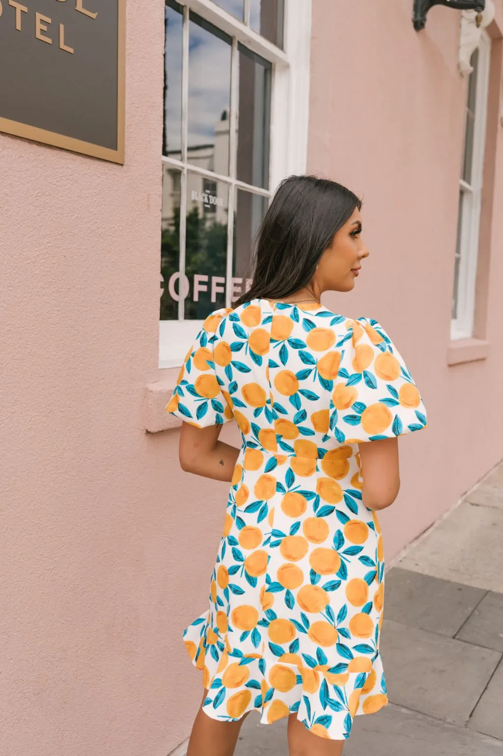 Orange Citrus Print Mini Dress - FINAL SALE