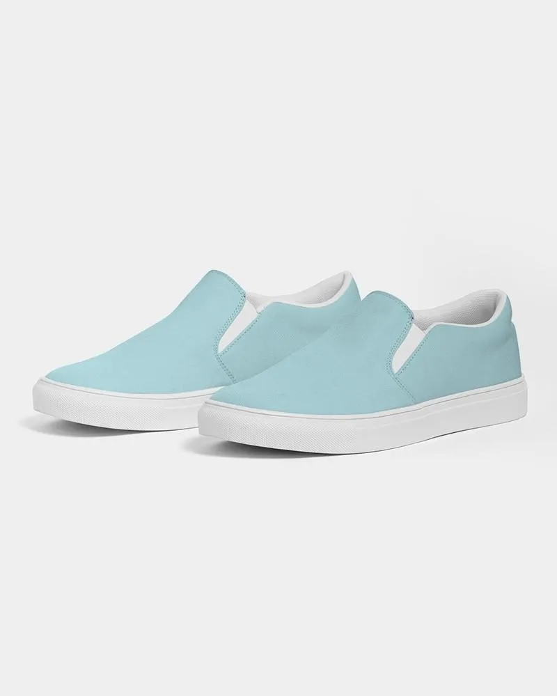 Pale Pastel Warm Cyan Slip-On Canvas Sneakers | Men's | Bright Pale Pastel Warm Cyan | C30M0Y8K0